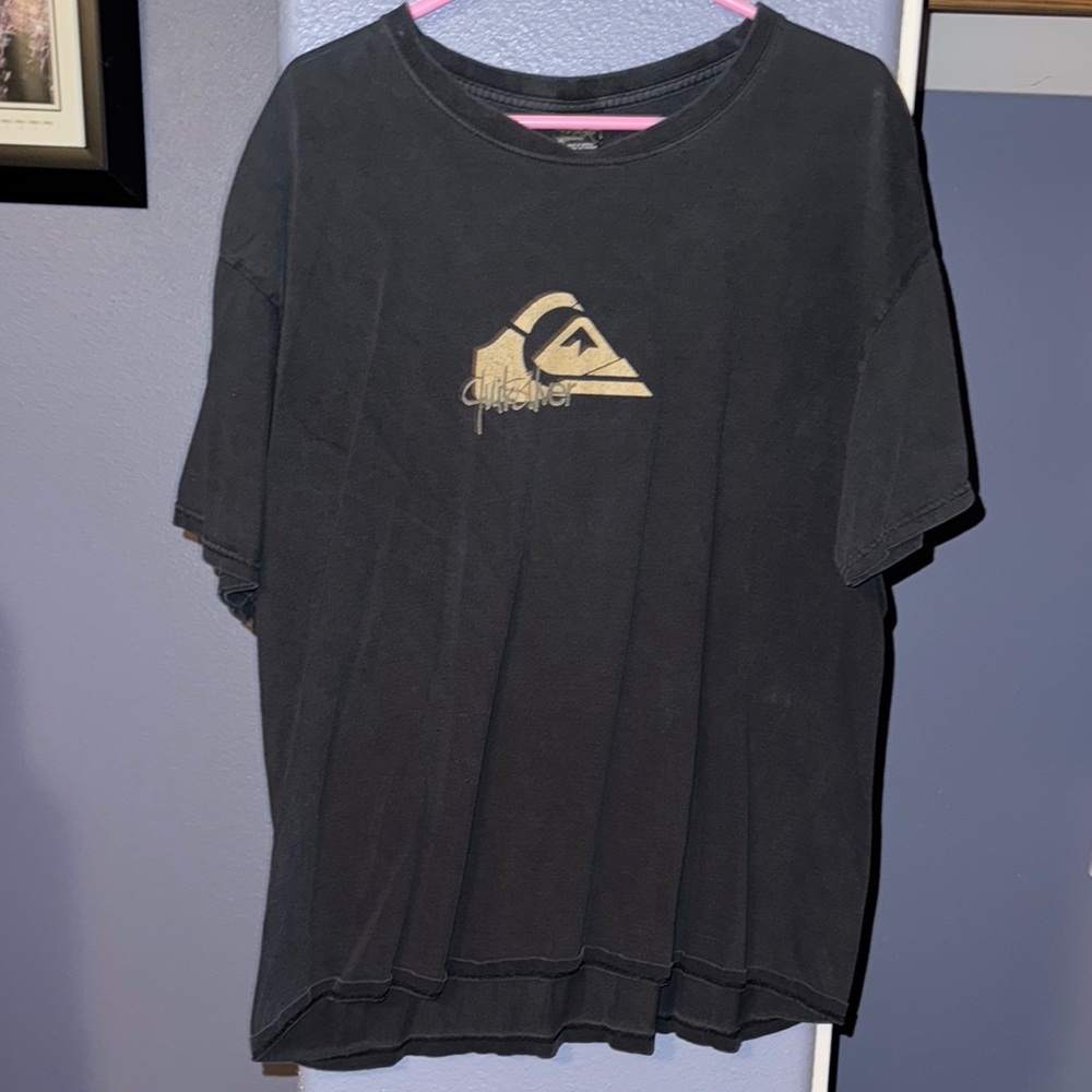 Quiksilver Black Tee with Gold Logo